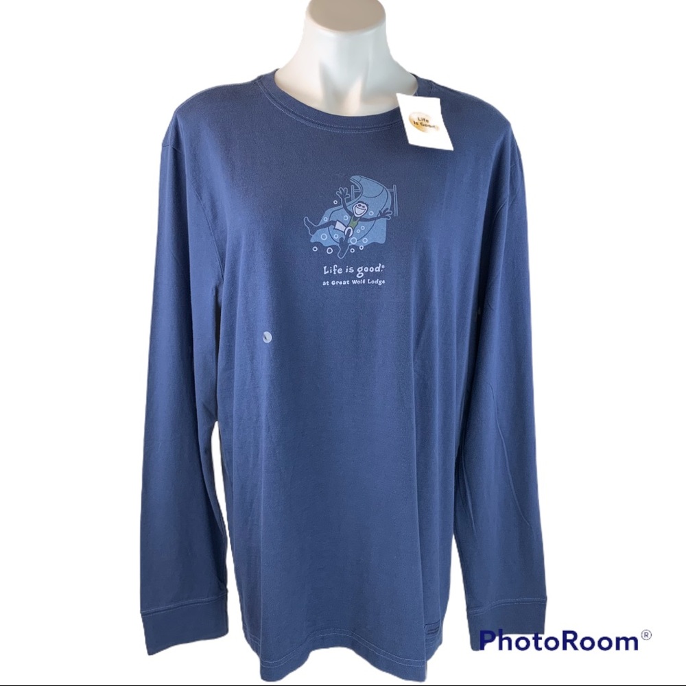 New LIFE IS GOOD Water Slide Crusher LS T-Shirt Top Large
